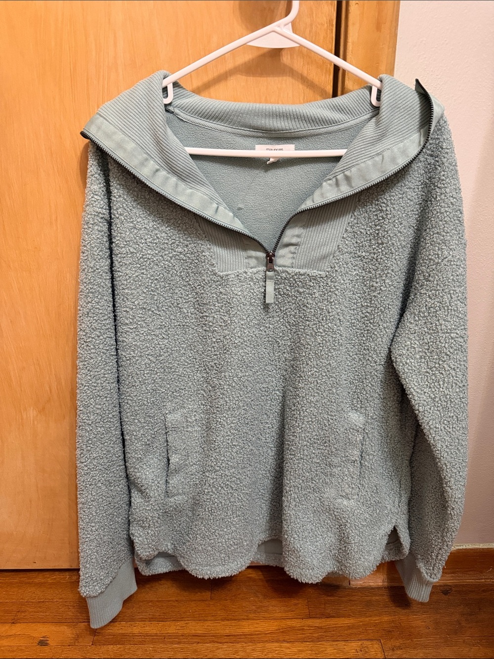 Women’s Sherpa Zip Pullover in Light Sage